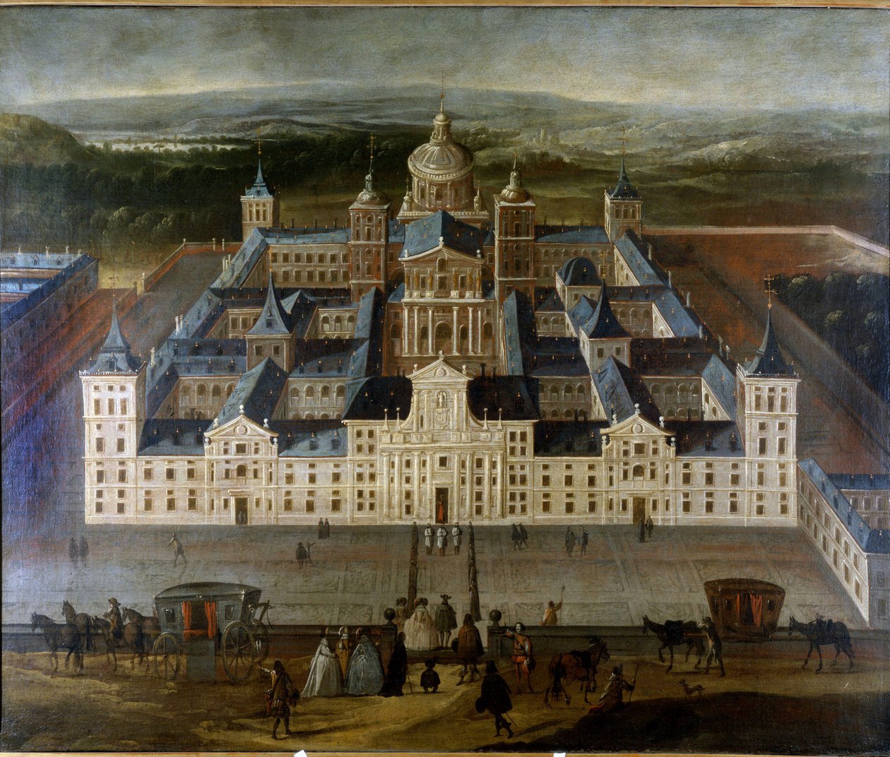 Painting depicting the Palace of Escorial or Escorial in Spain. sd. 17th century.Museo del Castello. Milan 作者 未知艺术家