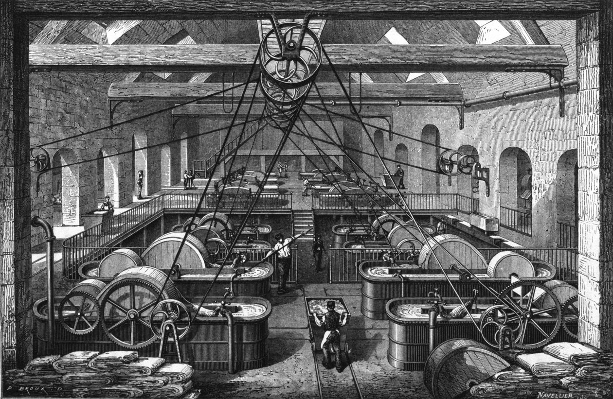 Paper making in the 19th century. 作者 未知艺术家