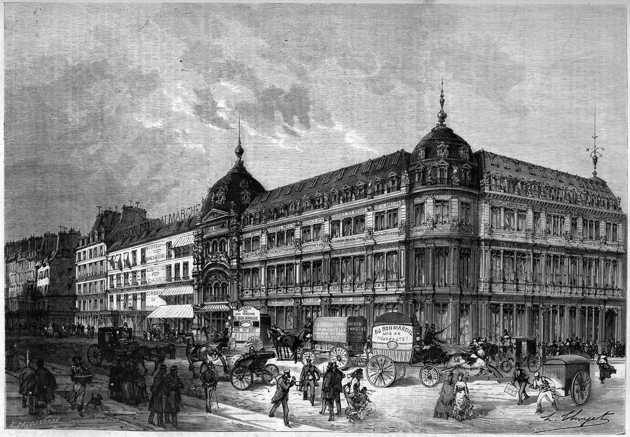 巴黎1872年：新商店，"Au bon marché"。 作者 未知艺术家