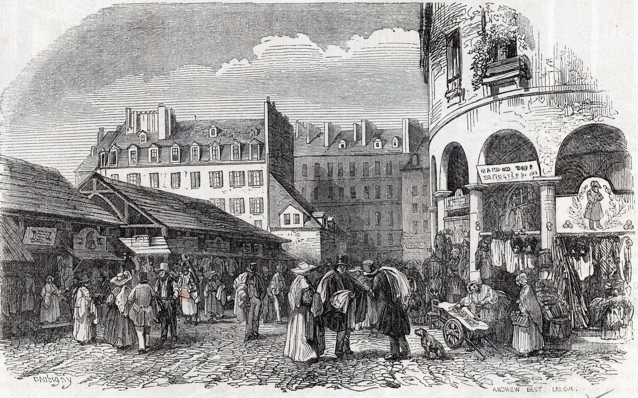 巴黎，第三区--19世纪巴黎的La rotunde du Carreau du Temple--Edmond Texier的 "Tableau-de-Paris "中的版画。 作者 未知艺术家