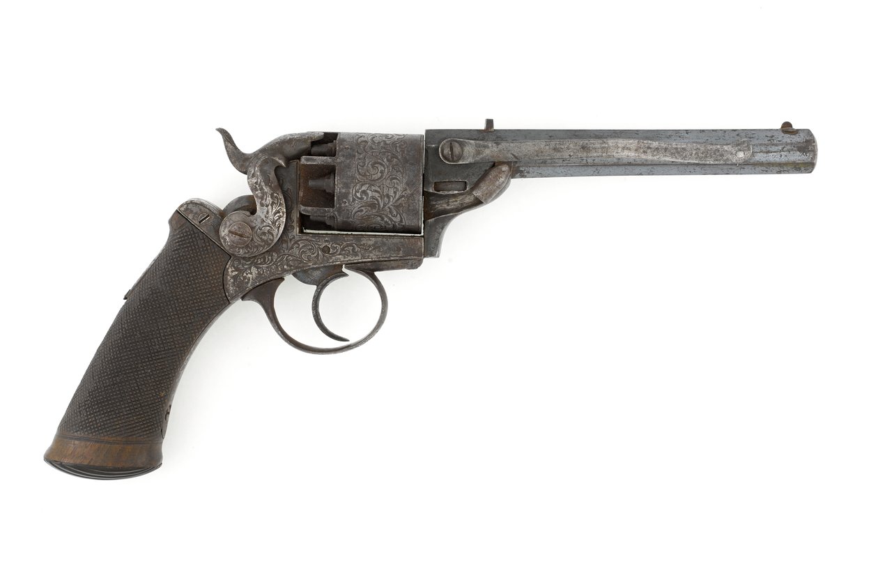 打击乐侧锤左轮手枪，可能为 0.38 英寸口径，c.1860s（左轮手枪，打击乐，侧锤） 作者 未知艺术家