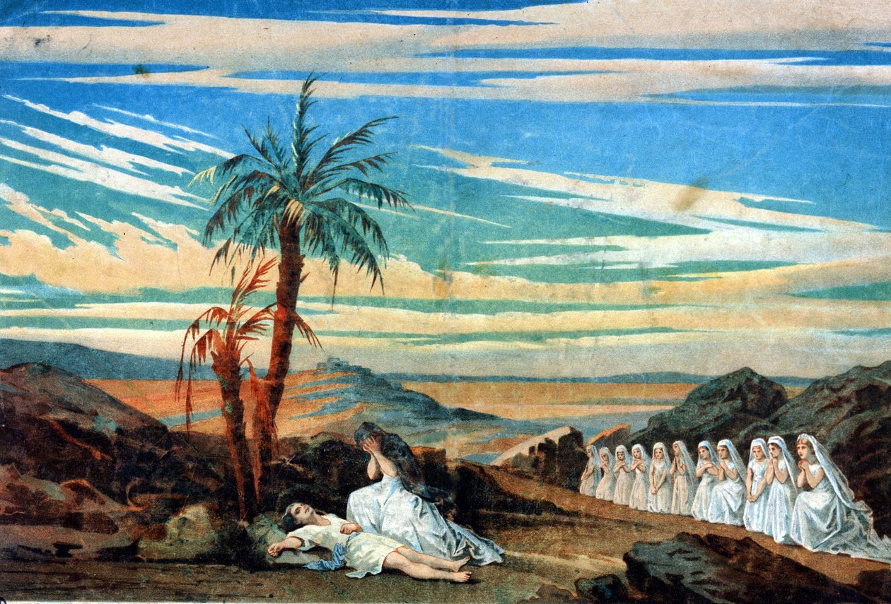 Performance of the last scene of Act IV of “The Queen of Saba””, opera composed by Karl Goldmark (1830 - 1915). 作者 未知艺术家