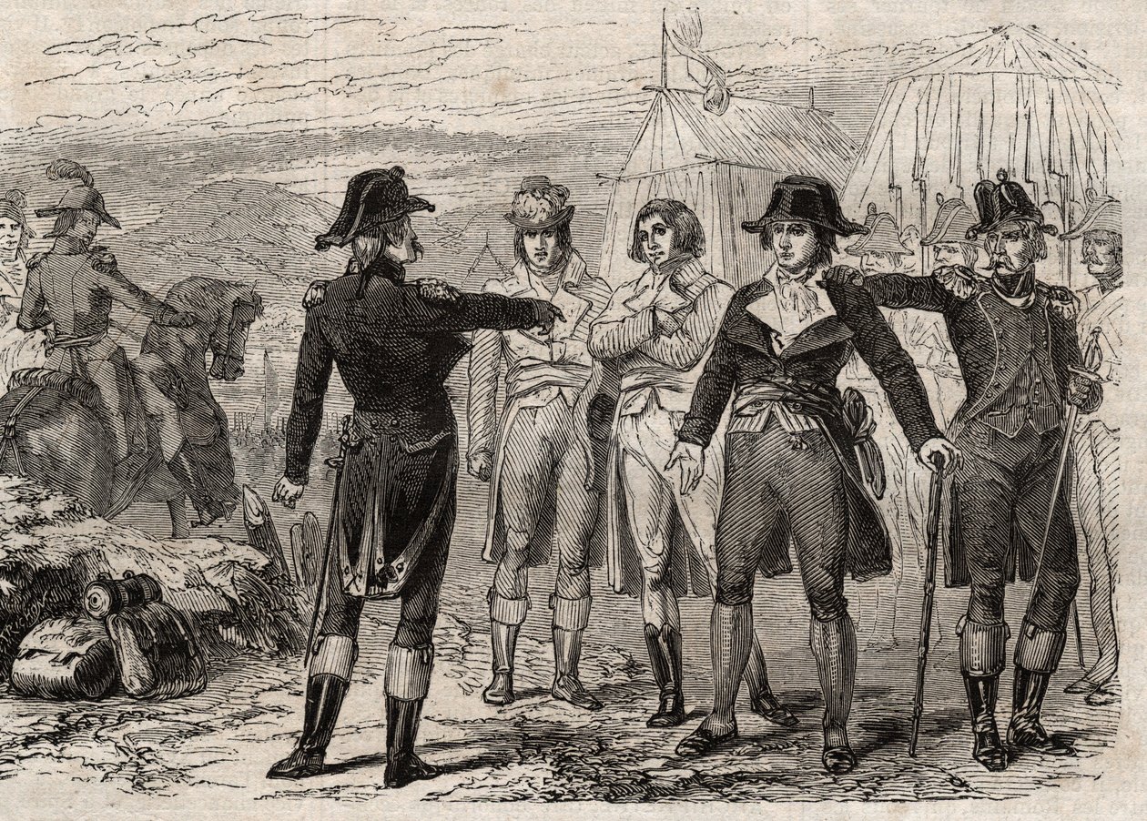 皮埃尔-安托万-安托内尔（Pierre-Antoine Antonelle）（1747-1817）和他的朋友们被拉法耶特下令逮捕--《杰出人物词典》中的版画--1864年--约瑟夫-德桑布尔和埃德蒙-阿洛尼耶--。 作者 未知艺术家