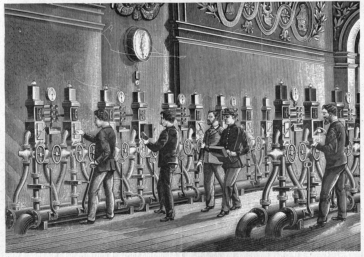 1888年，巴黎交易所广场的气动邮政局。 作者 未知艺术家