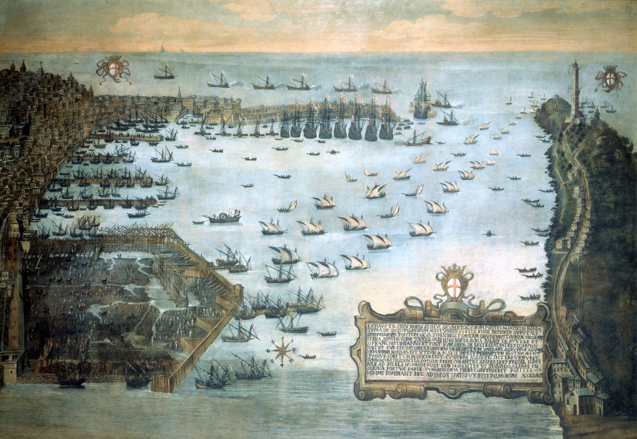 1597 年的热那亚港。热那亚海军博物馆 - Pegli。 作者 未知艺术家