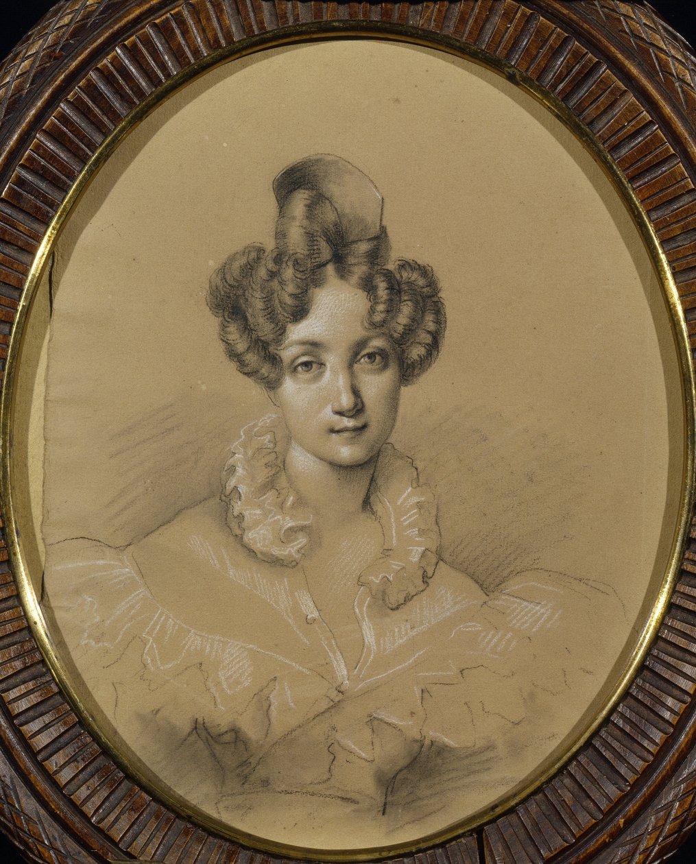 芭蕾舞女演员 M. Taglioni（1804-1884 年）肖像。佚名作品，纸板上的铅笔和粉彩画 作者 未知艺术家