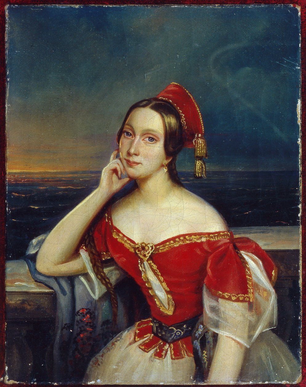 芭蕾舞女演员 M. Taglioni（1804-1884 年）肖像。匿名画作，布面油画。19 世纪浪漫主义肖像画。国家中央 A.巴赫鲁欣剧院博物馆，莫斯科。 作者 未知艺术家