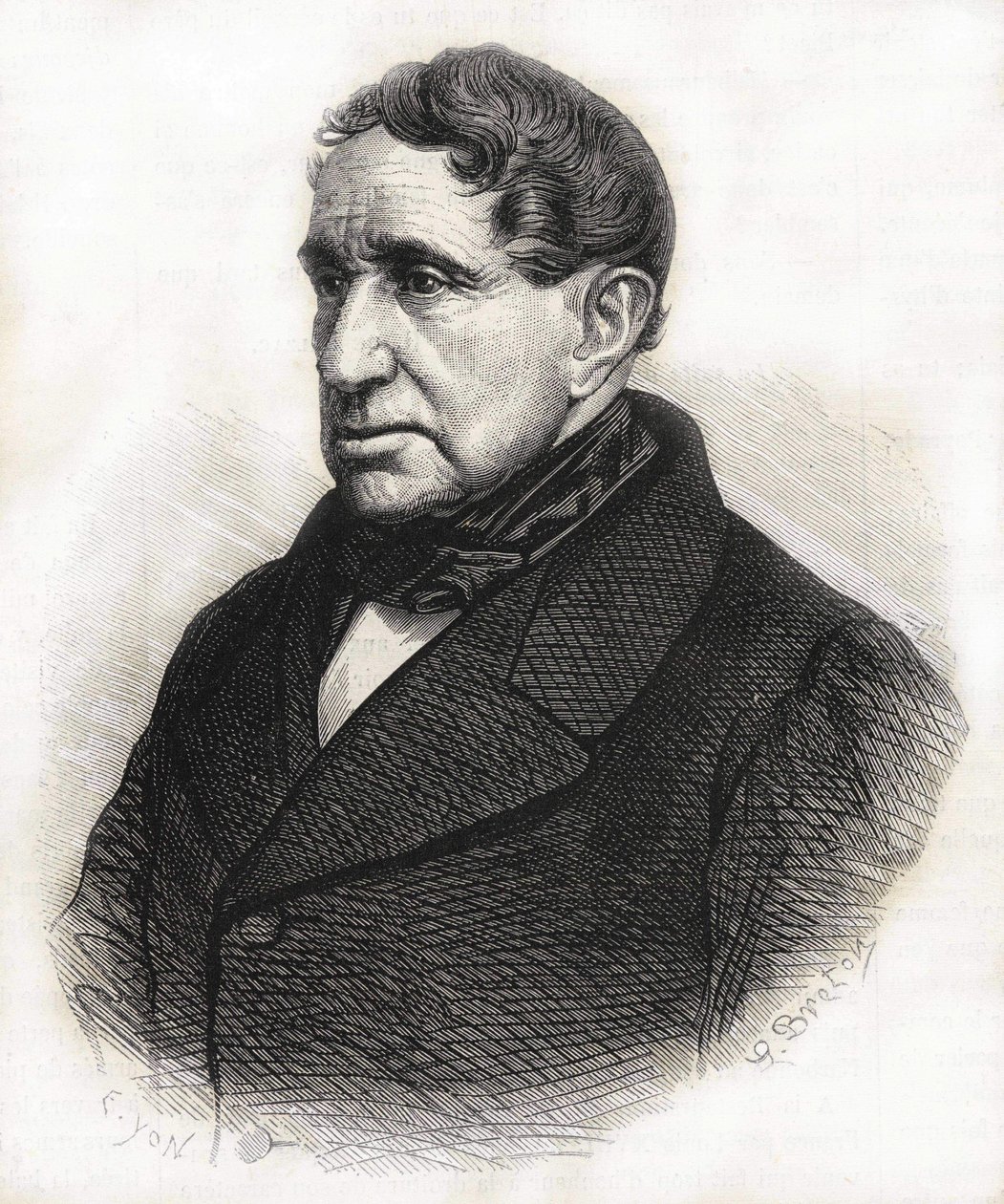 Achille Léonce Victor Charles de Broglie (1785 - 1870), Broglie公爵的肖像。19世纪的雕版画。 作者 未知艺术家