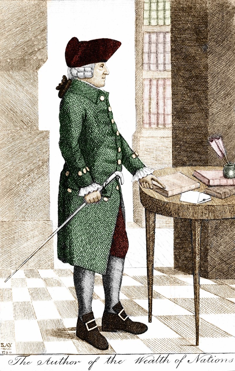 亚当-斯密（1723 - 1790）的肖像，苏格兰哲学家和经济学家。 作者 未知艺术家