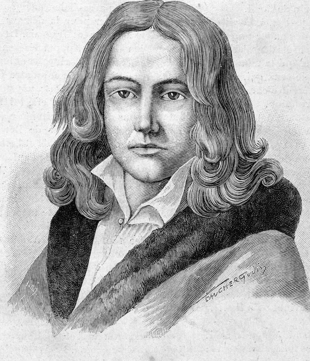 Adelbert von Chamisso的肖像是一位德国诗人和法国国籍的植物学家（1781年-1838年）--在 "当代人 "中，约在19世纪末。 作者 未知艺术家