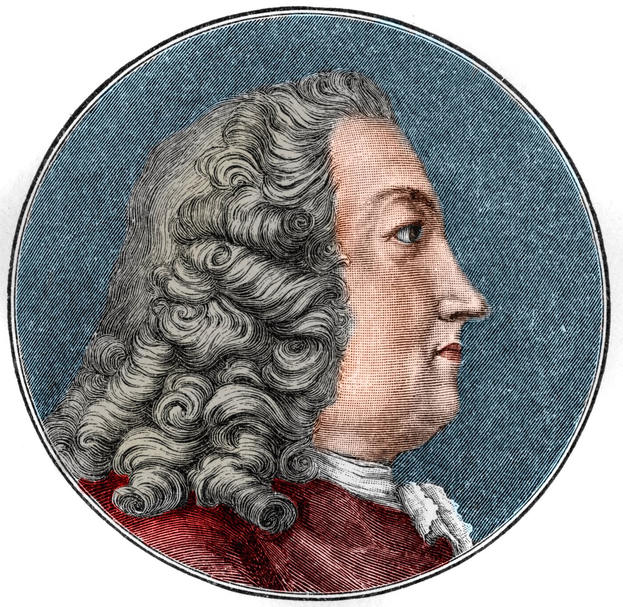 瑞士生理学家和植物学家Albrecht von Haller Medecin（1708-1777）的肖像，雕刻。 作者 未知艺术家