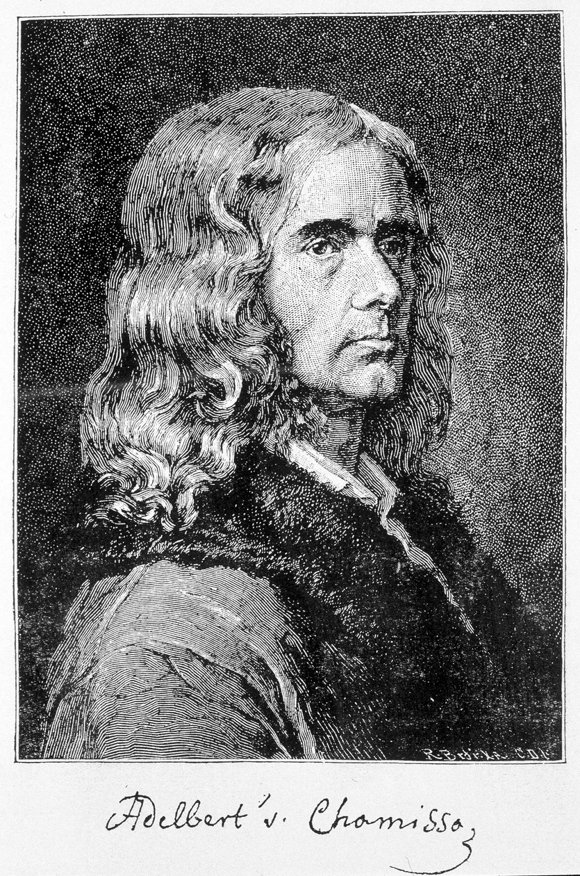 Aldebert Von Chamisso de Boncourt (1781-1838)，德国作家和法裔学者的肖像-雕刻 作者 未知艺术家