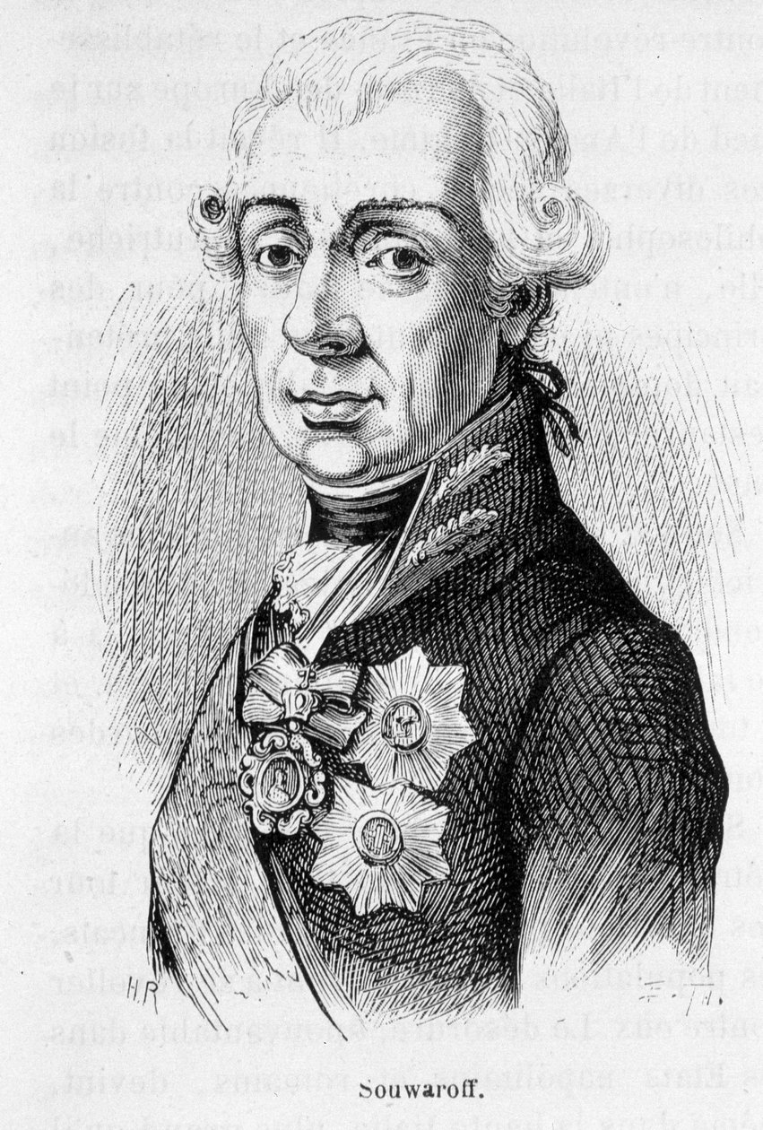 亚历山大-苏瓦洛夫(Souvaroff或Souvarov或Alexander Suvorov)(1729-1800)的肖像，俄罗斯马雷切尔(1729 - 1800)。 作者 未知艺术家