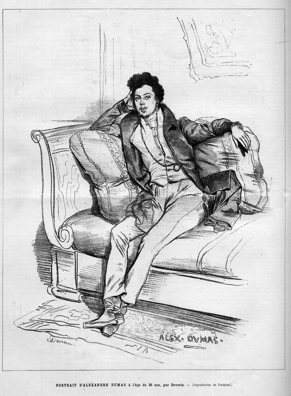 小仲马（1824-1895）26岁时的法国作家肖像。刊登在 "世界插图 "上的版画 作者 未知艺术家