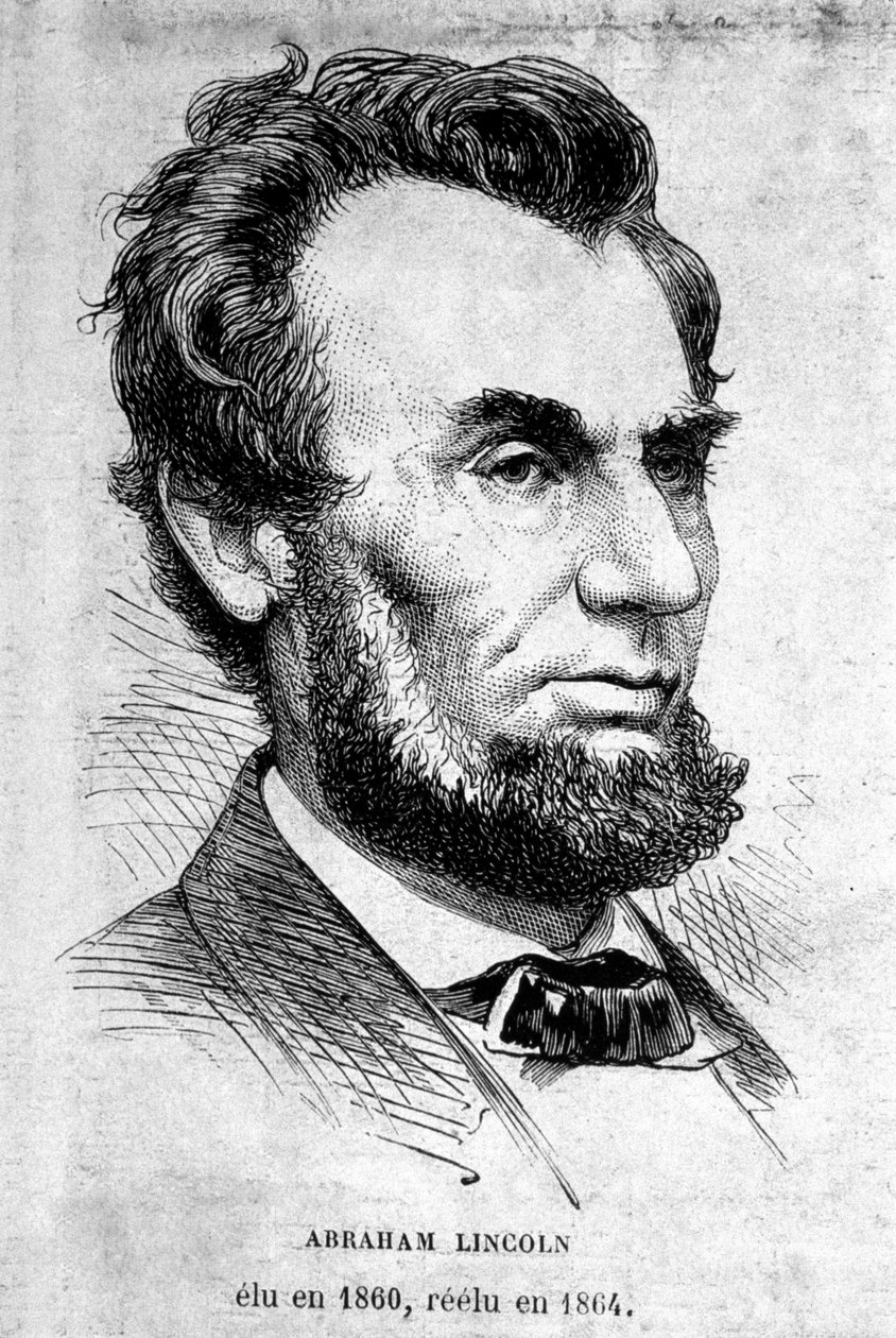 美国总统亚伯拉罕·林肯 (1809 - 1865) 的肖像。 作者 未知艺术家
