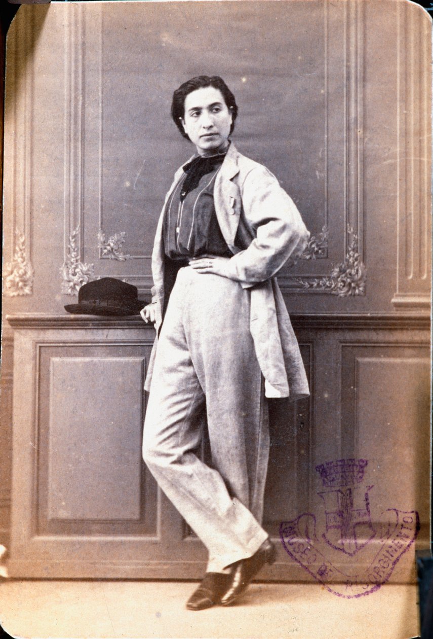 朱塞佩·加里波第 (Giuseppe Garibaldi) 的妻子安妮塔·加里波第 (Anita Garibaldi，1821-1849 年) 的肖像，身着男装，她在罗马剪了头发不被人注意 作者 未知艺术家