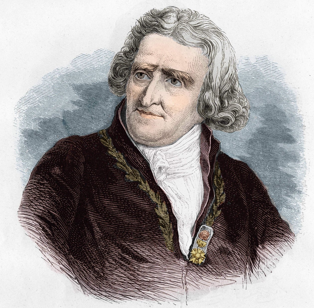 安托万-奥古斯丁-帕门蒂尔（1737 - 1813）的肖像，法国军事药剂师和农学家。1866年的雕版画。 作者 未知艺术家