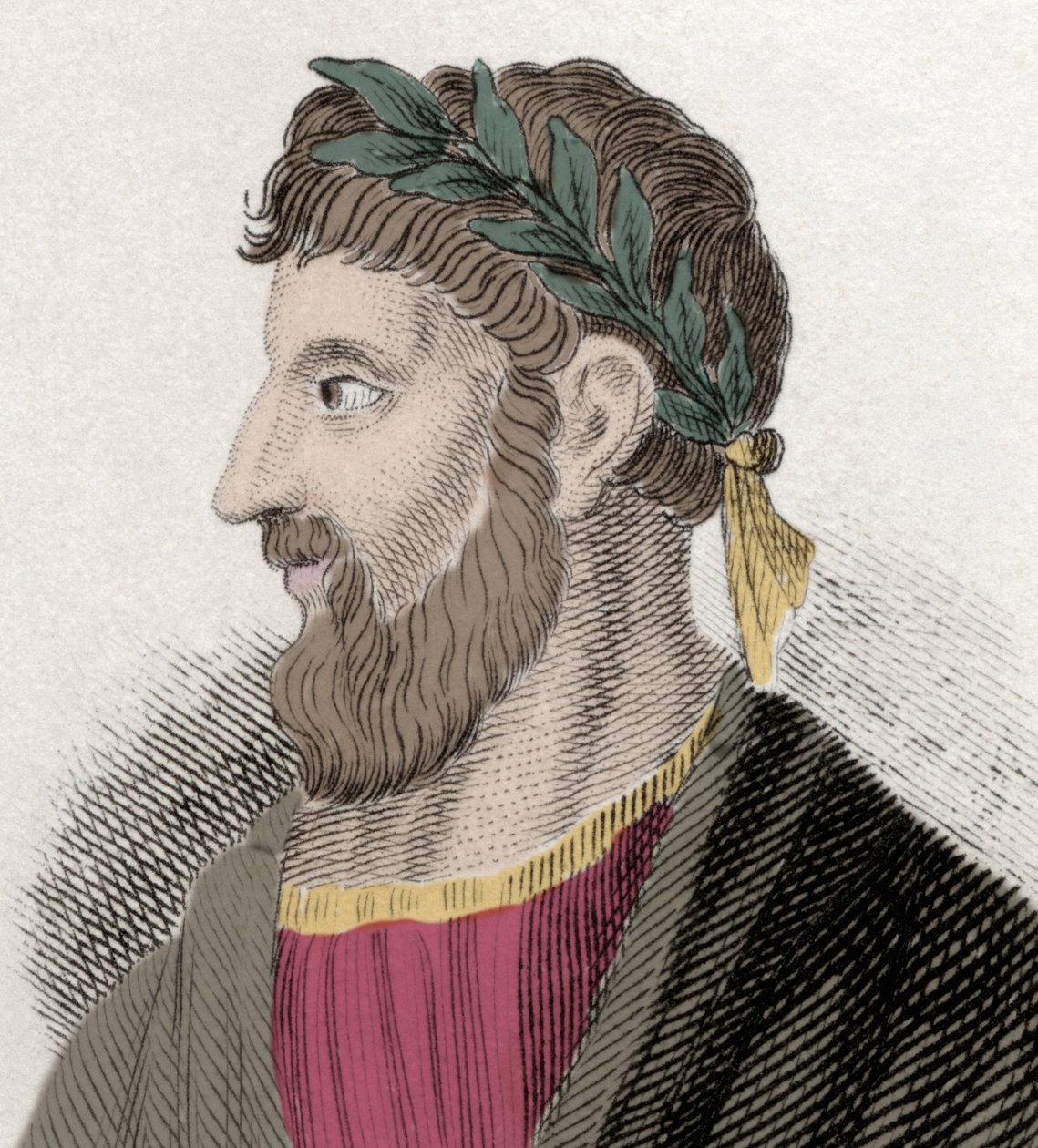 Tyana (Apollonius) 的阿波罗尼奥斯肖像 (16 ap. JC-98/98 ap. JC)，希腊哲学家。 19 世纪的雕刻。 作者 未知艺术家