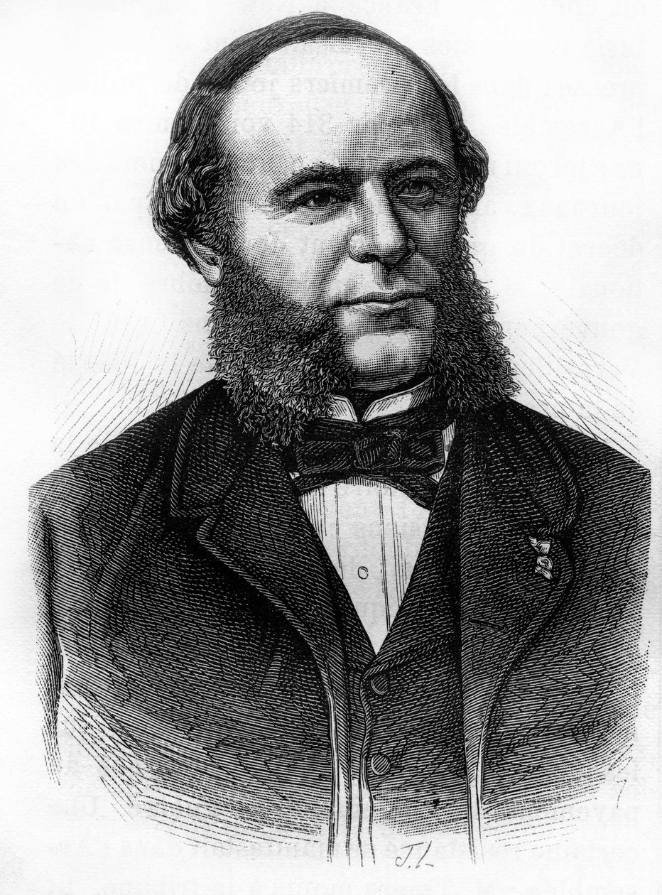 奥古斯特-普耶-克尔蒂埃（Pouyer-Quertier）（1820 - 1891）的肖像。19世纪末的雕版画，载于H.马丁的 "法国历史"。 作者 未知艺术家