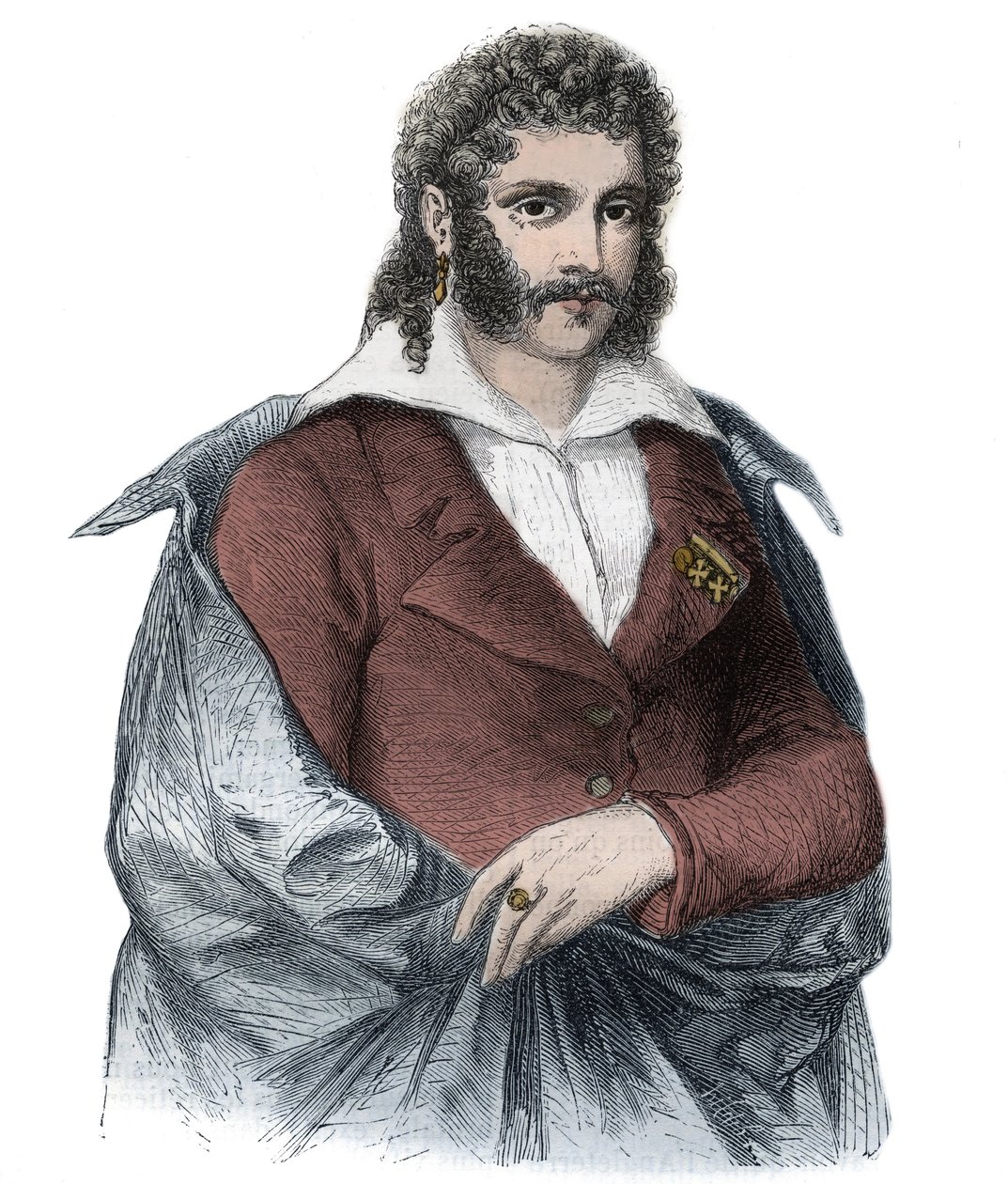 大不列颠国王乔治四世的妻子卡罗琳的意大利情人BARTOLOMEO count BERGAMI的肖像 - 版画 作者 未知艺术家