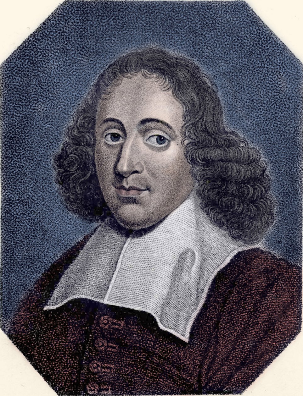 Baruch de Spinoza (1632 - 1677) 的肖像，荷兰哲学家，也被称为 Bento de Espinosa 或 Benedictus de Spinoza 或 Benoit de Spinoza。 雕刻 作者 未知艺术家
