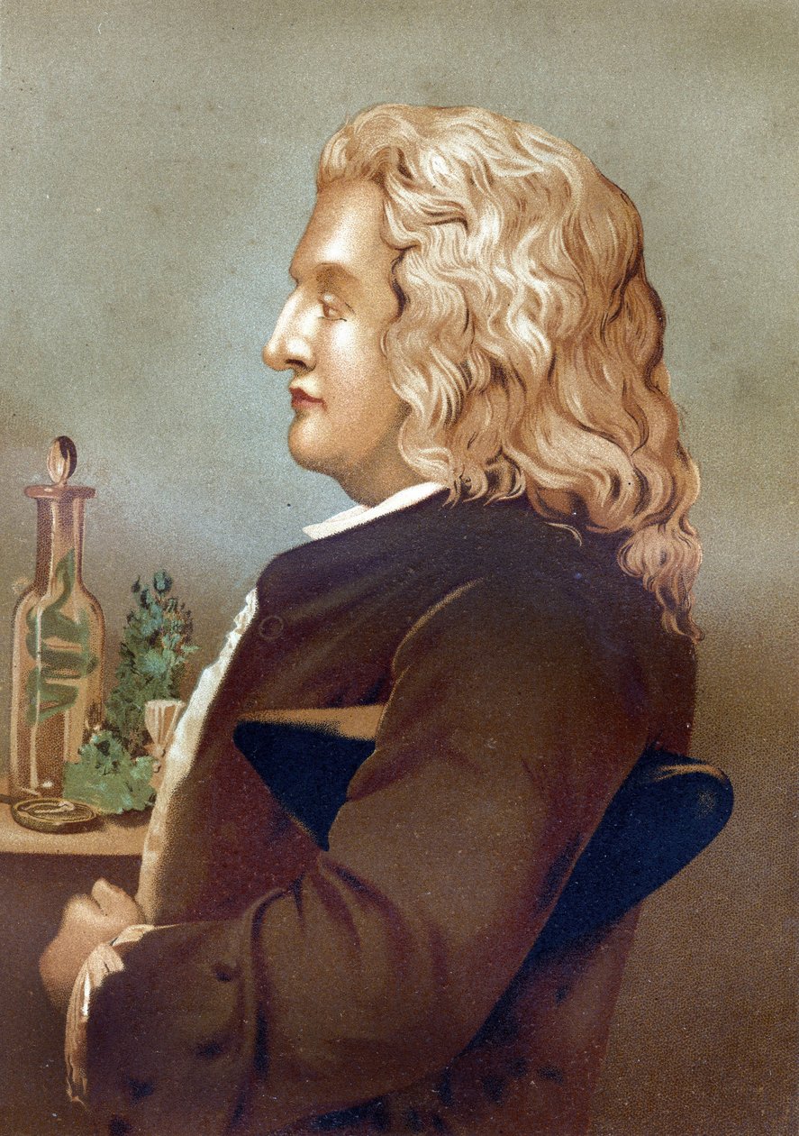 法国植物学家Bernard de Jussieu (1699-1777)的肖像，出自《La Ciencia y sus Hombres par Louis Figuier》。巴塞罗那1881年 作者 未知艺术家