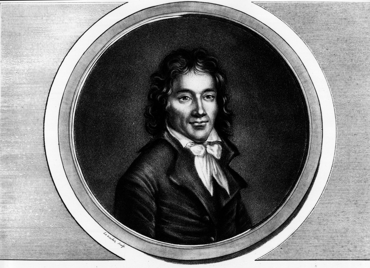 卡米尔·德穆兰 (Camille Desmoulins) (1760-1794) 的肖像，巴黎代表。 版画《法国大革命历史绘画全集，三卷》。””1804 年。 作者 未知艺术家