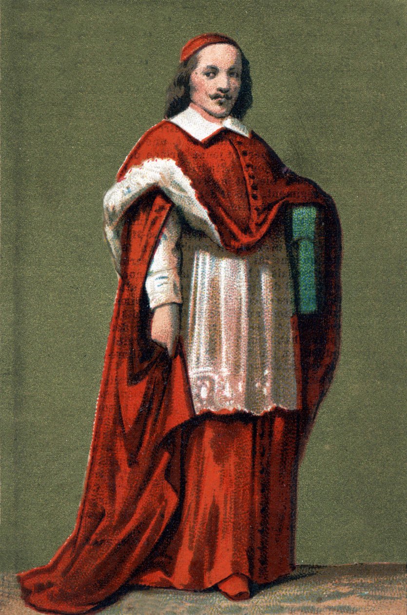 红衣主教朱尔-马扎然（Giulio Raimondo Mazzarino或Mazarino）（1602-1661）的肖像，1854年的雕刻作品。 作者 未知艺术家