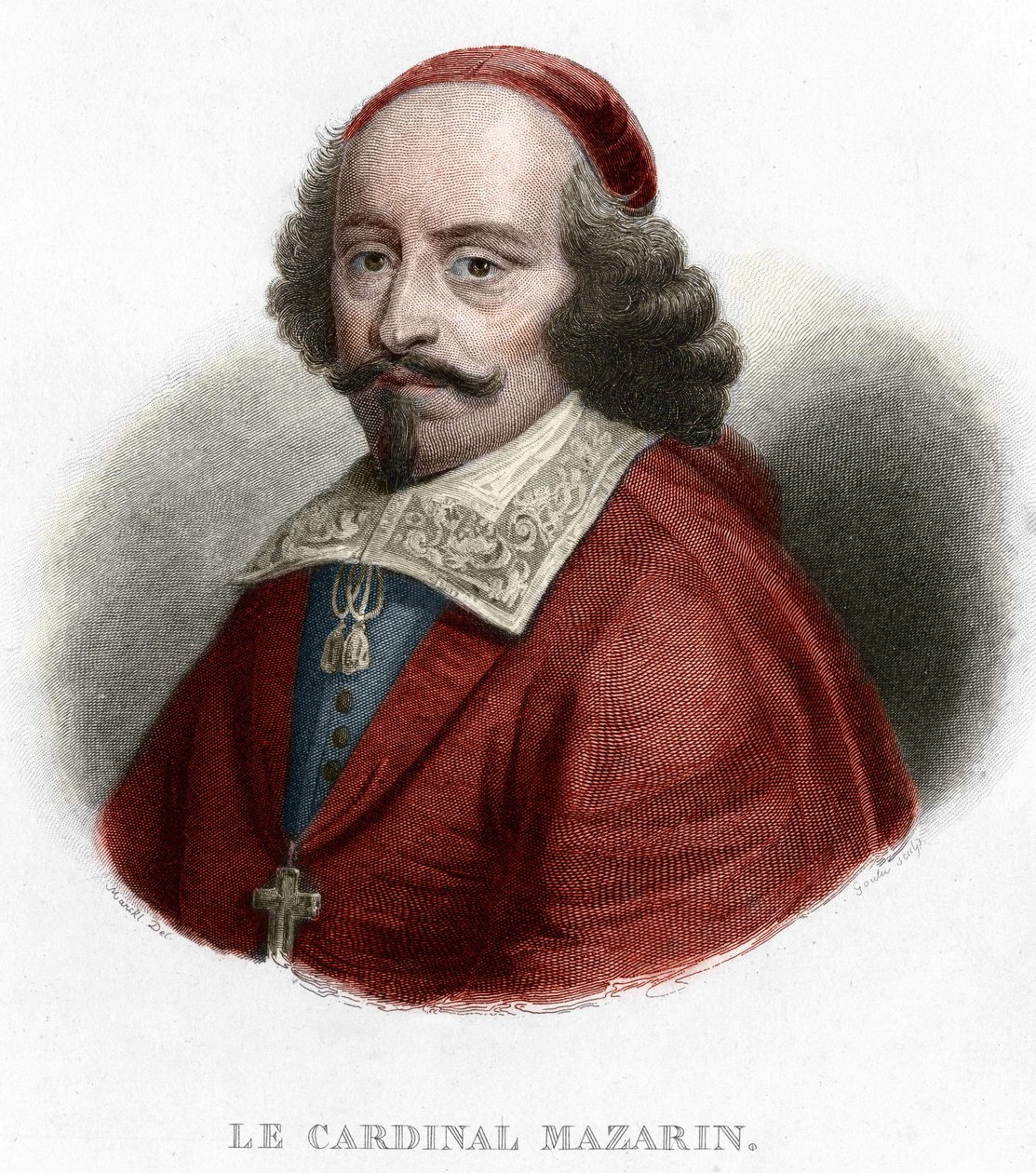 红衣主教朱尔-马扎然（Giulio Raimondo Mazzarino或Mazarino）（1602-1661）的肖像，1854年的雕版画 作者 未知艺术家