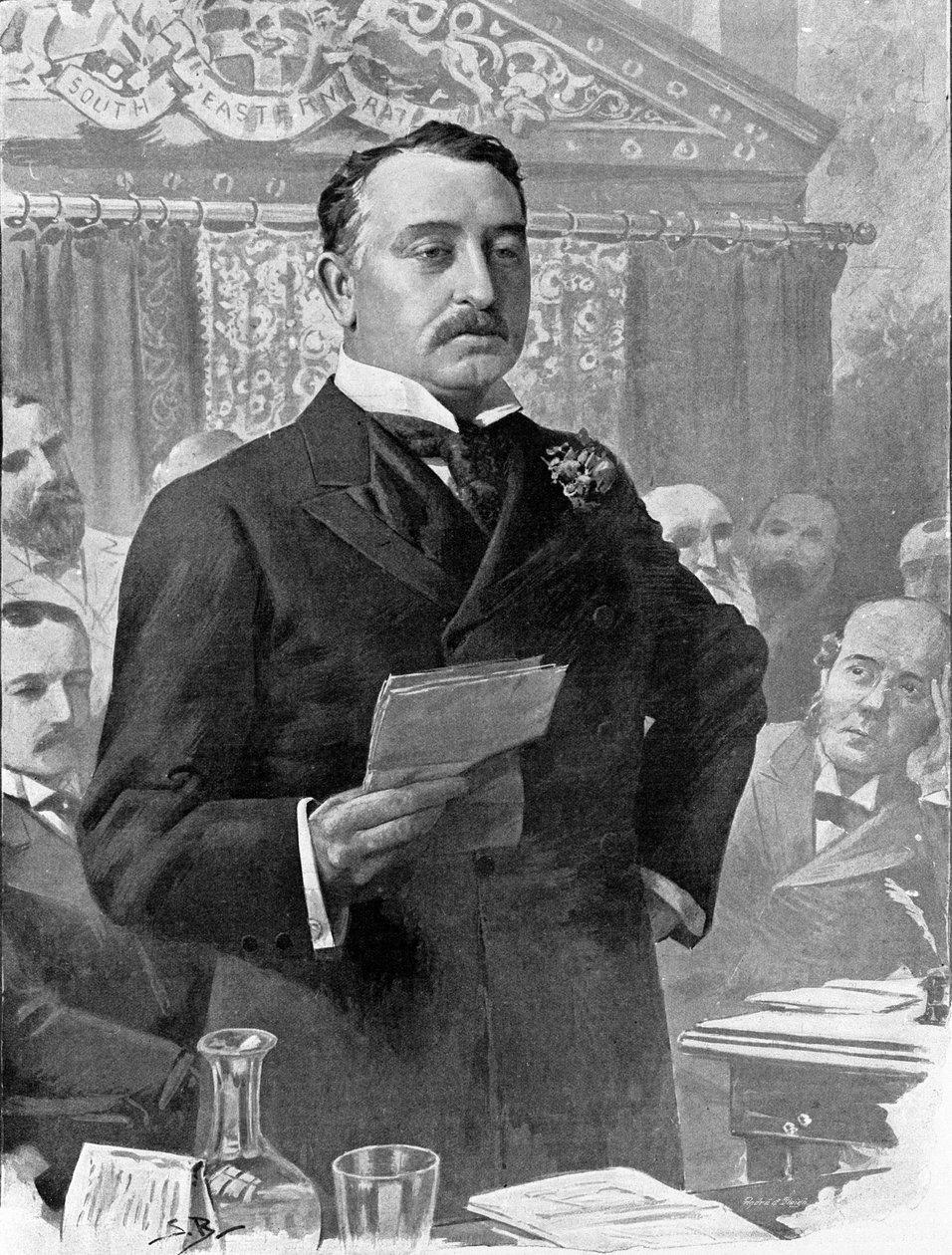 Cecil John Rhodes (1853-1902) 英国商人和殖民管理者的肖像。 作者 未知艺术家