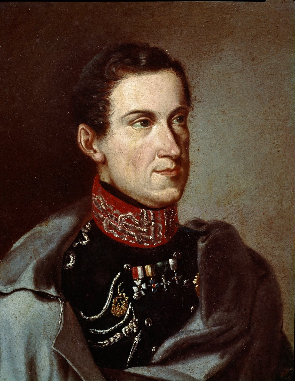 撒丁岛的查尔斯·阿尔伯特 (Charles Albert) 肖像 (或 Carlo Alberto di Savoia) (1798-1849) 匿名绘画。 1832 年左右。罗马复兴博物馆 作者 未知艺术家