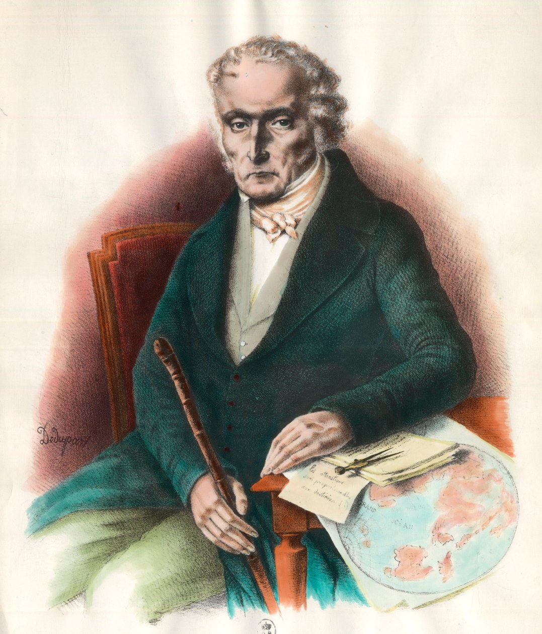 查尔斯·傅立叶 (Charles Fourier) (1772 - 1837) 的肖像，法国社会主义理论家。 19 世纪的雕刻。 私人收藏。 作者 未知艺术家