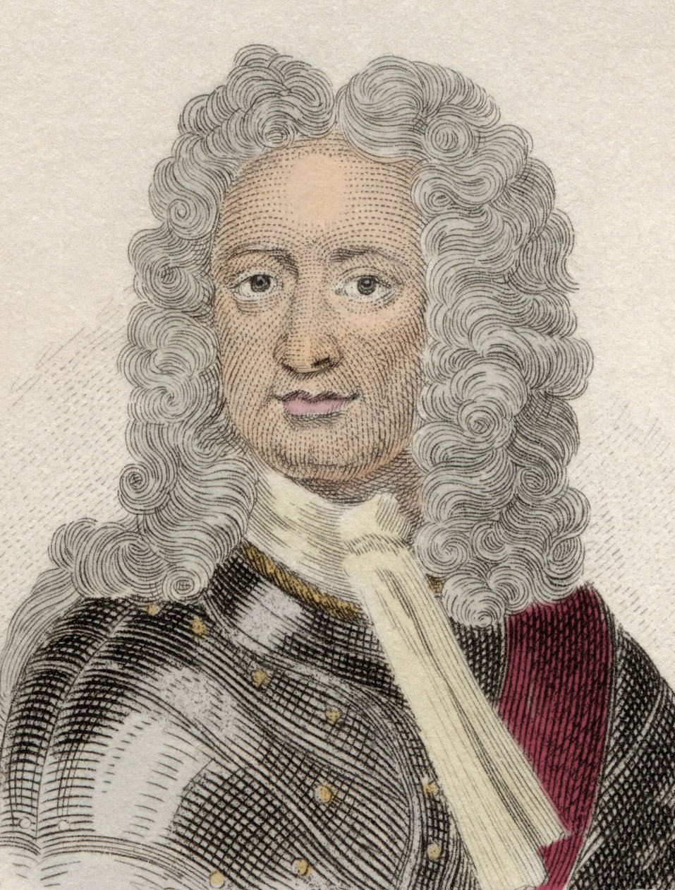 Charles Mordaunt（约 1658-1735）的肖像，第三代彼得伯勒伯爵和第一代蒙茅斯伯爵，英国外交官和军人。 19 世纪的雕刻。 作者 未知艺术家