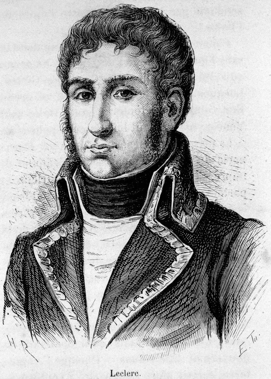 查尔斯-维克多-伊曼纽尔-勒克莱尔（1772-1802）的肖像，法国将军，他在1793年围攻土伦时加入了波拿巴，1797年ePousamarie-Paulette称为波林-波拿巴。 作者 未知艺术家