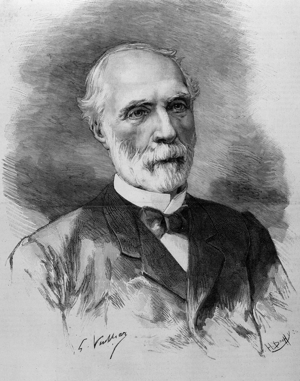 部长会议主席查尔斯-德-菲辛纳（1828 - 1923）的肖像。19世纪的雕版画。 作者 未知艺术家