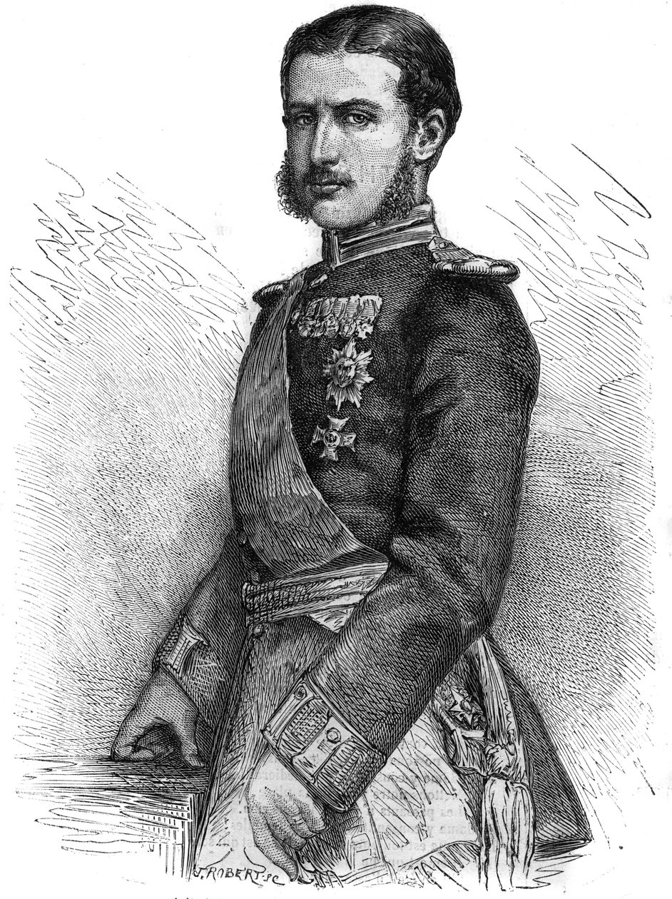 查尔斯-德-霍亨索伦（1839-1914）的肖像，重新获得罗马尼亚的王子，然后是国王查尔斯一世（卡罗尔一世）--在 "图解杂志 "上的雕刻。 作者 未知艺术家