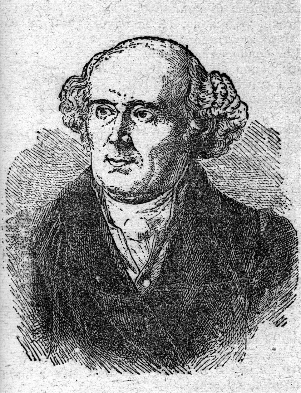 顺势疗法创始人克里斯蒂安-哈尼曼（1755 - 1843）的肖像。19世纪的雕版画。 作者 未知艺术家