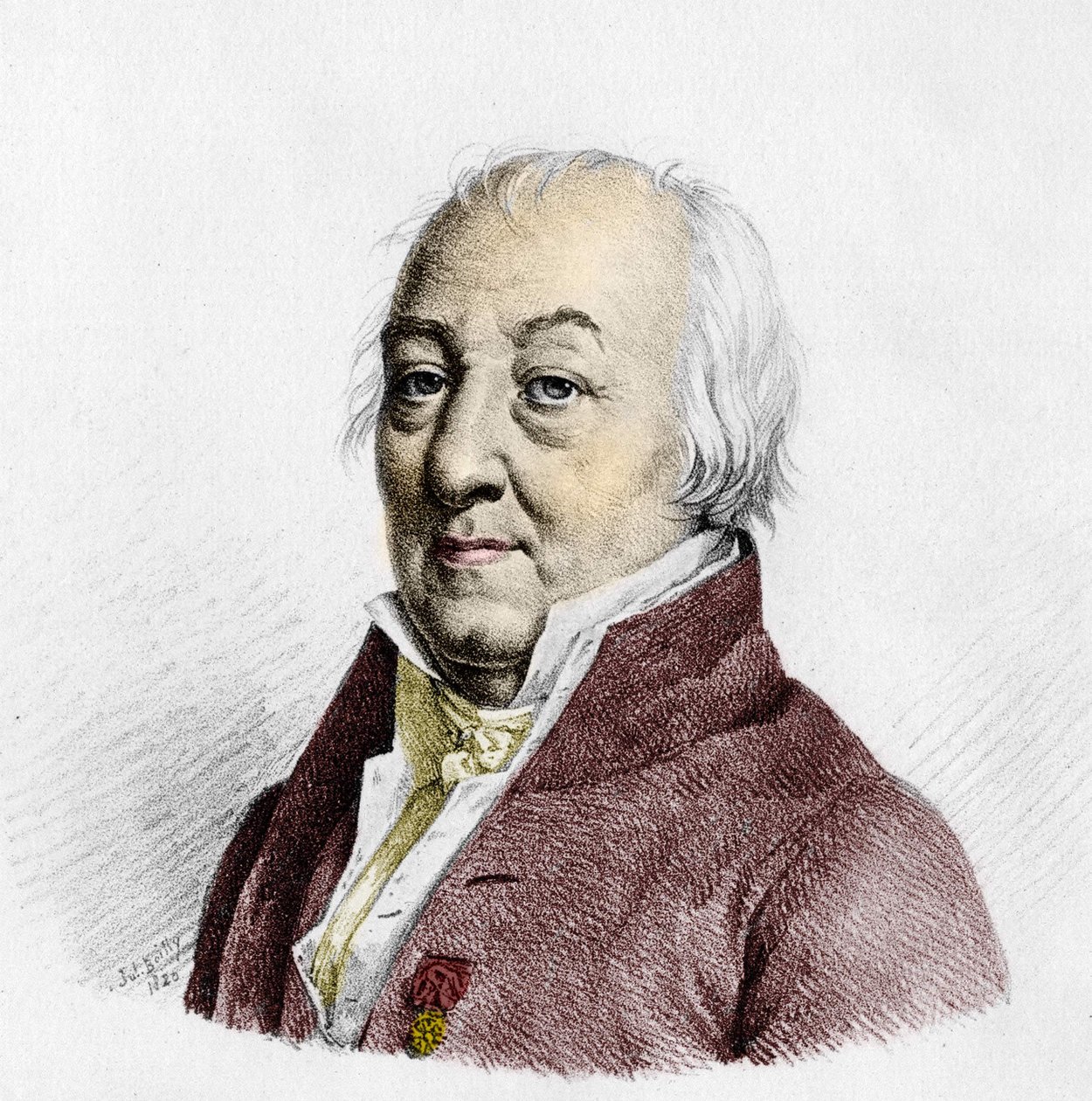法国化学家克劳德-路易斯-贝尔托莱伯爵（1748年-1822年）的肖像，1820年的雕刻。 作者 未知艺术家