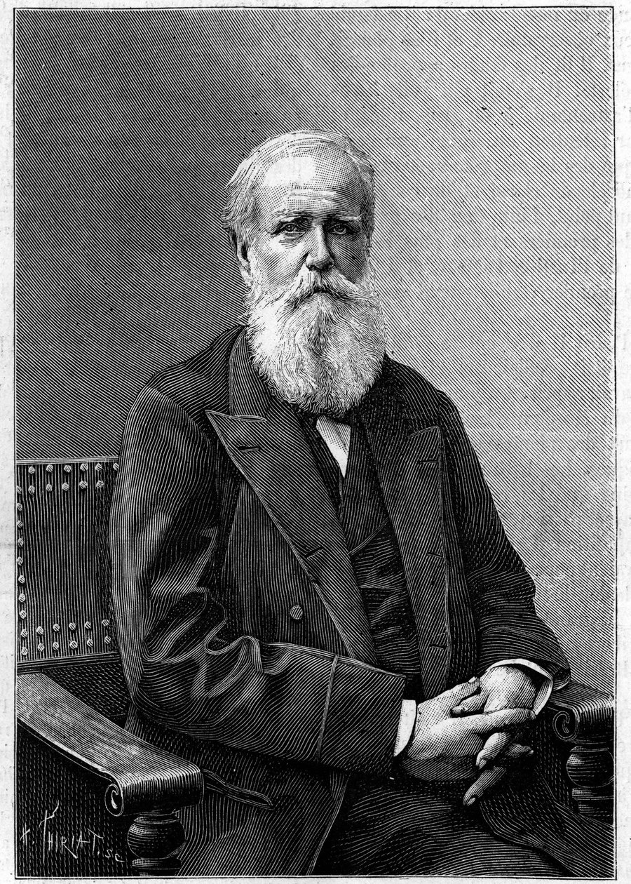 巴西皇帝阿尔坎塔拉的佩德罗二世（彼得二世）（1825-1891）的画像。(来自纳达尔的照片)。雕刻在1891年12月12日的《自然：科学与艺术和工业应用杂志》上。 作者 未知艺术家