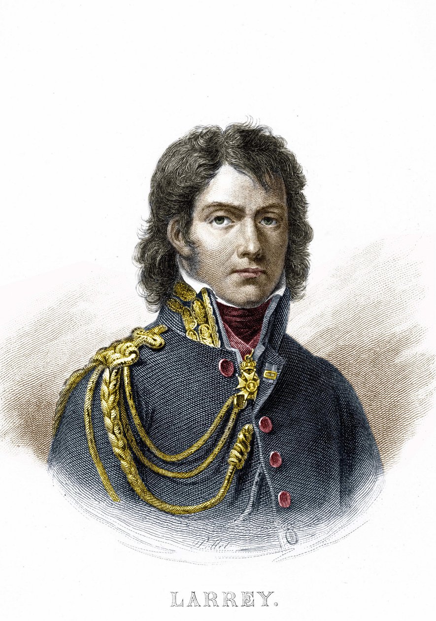 多米尼克-让，拉雷男爵（1766 - 1842）的肖像，法国军事外科医生和救护车的发明者。19世纪的雕版画。 作者 未知艺术家