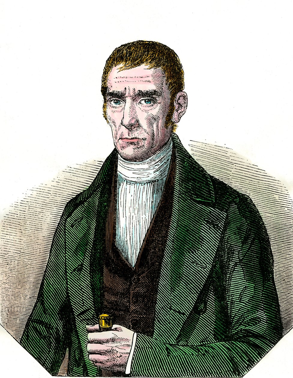 乌拉圭共和国总统唐·若阿金·苏亚雷斯（Don Joaquim Suares，1781-1868 年）的肖像。 19 世纪的雕刻。 科尔。 离开。 作者 未知艺术家