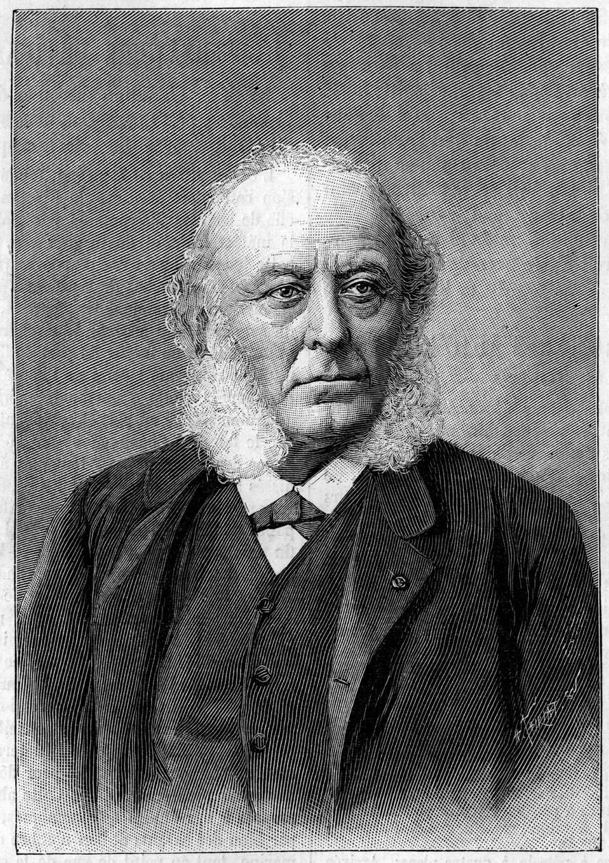 Aristide Verneuil医生（1823-1895）的肖像，法国外科医生，科学院和医学院成员。雕刻在1895年6月22日的《自然：科学与艺术和工业应用杂志》上。 作者 未知艺术家