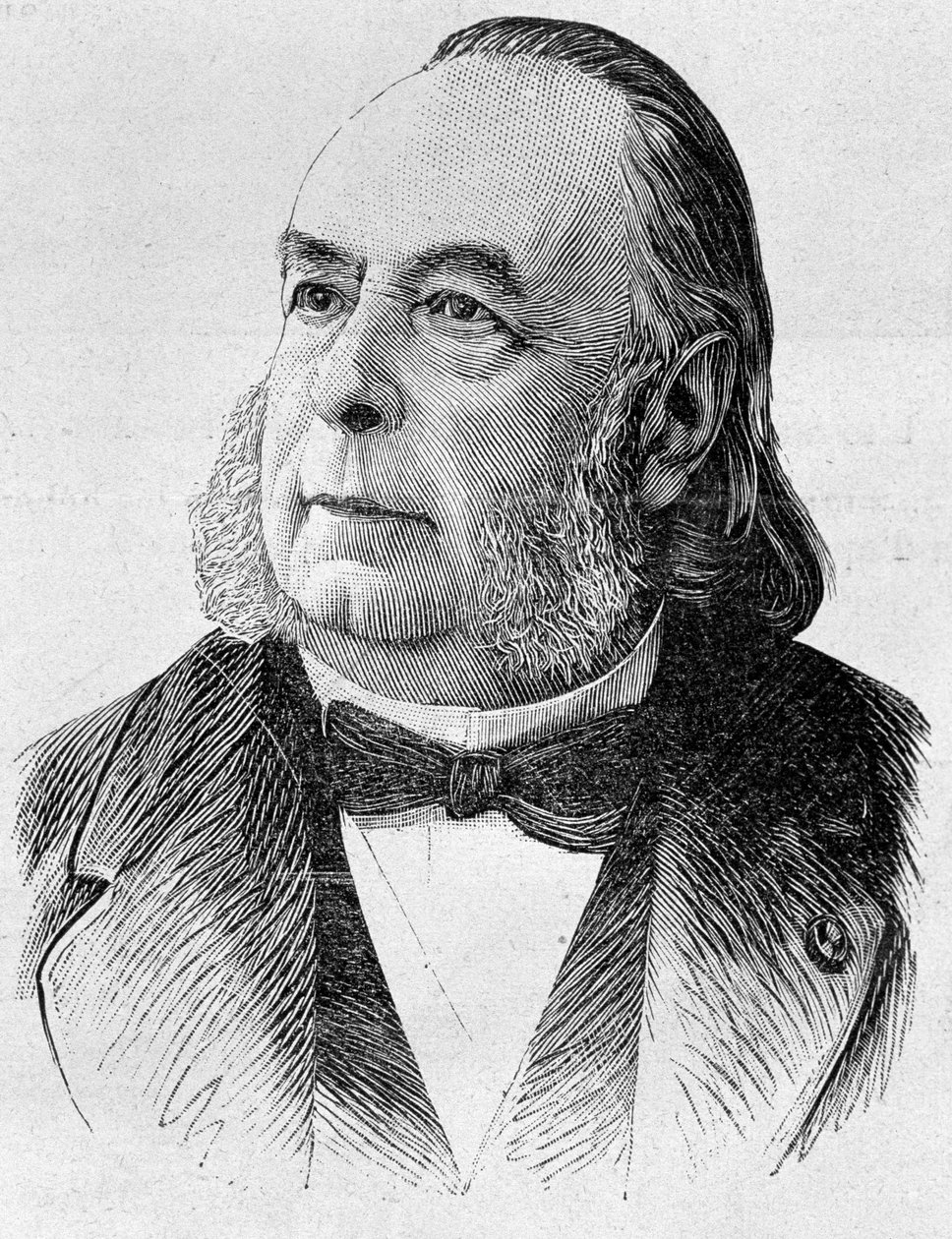 埃德蒙-弗雷米（1814 - 1894）的画像。19世纪末的雕版画，载于H.马丁的《法国史》。 作者 未知艺术家