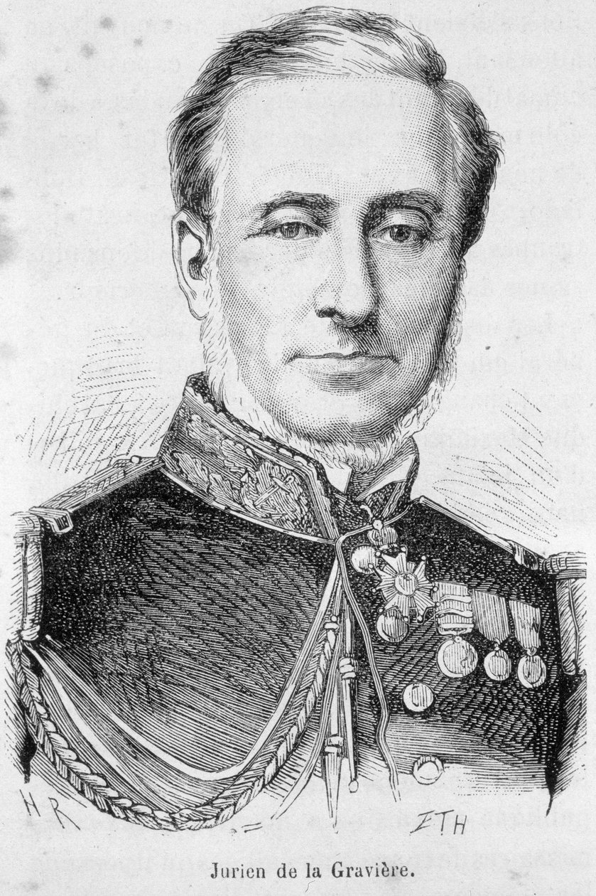 埃德蒙-尤里安-德拉格拉维埃（1812-1892）的画像，法国海军上将。 作者 未知艺术家