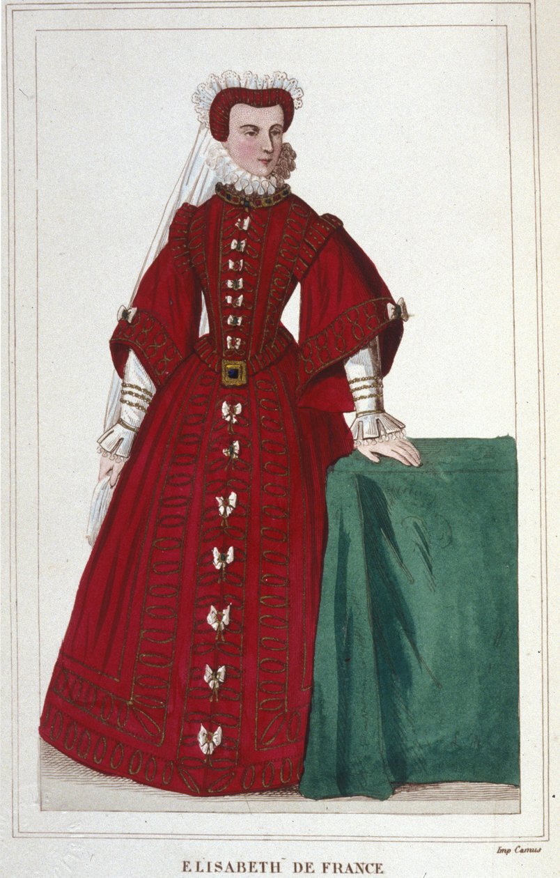 法国伊丽莎白的肖像 1545 - 1568 亨利二世和美第奇的凯瑟琳 (Caterina de Medici) 的女儿 1830 年版画 作者 未知艺术家