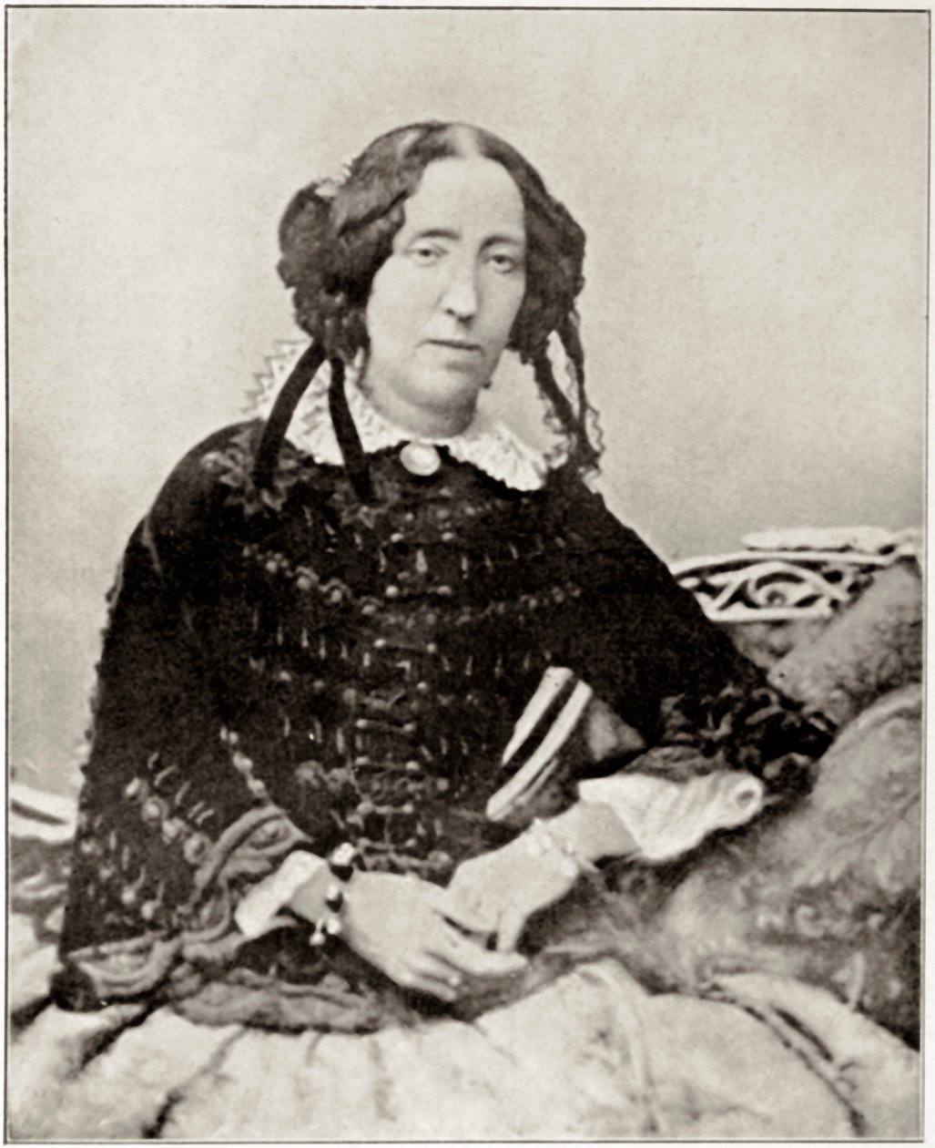 艾玛·罗伯茨 (Emma Roberts) 的肖像，与意大利爱国者朱塞佩·加里波第 (Giuseppe Garibaldi，1807-1882 年) 订婚了几个月。 从一张照片来看。 私人收藏 作者 未知艺术家