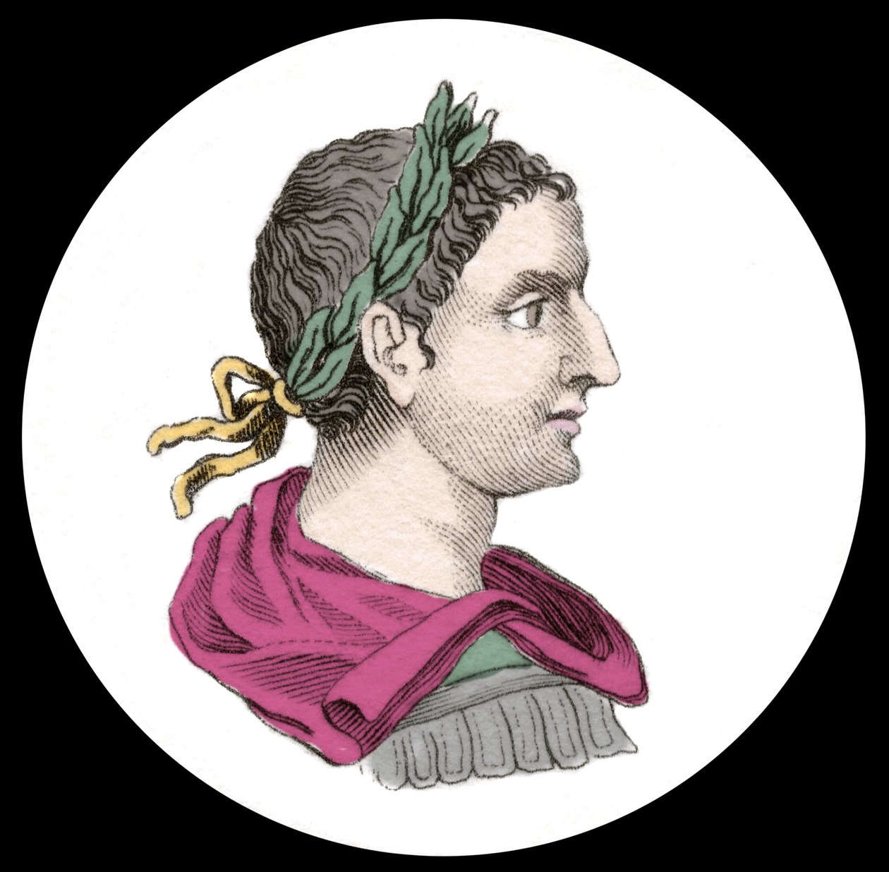皇帝 Elagabal 或 Heliogabale（Marcus Aurelius Antoninus 或 Heliogabalus）的肖像（公元 204-222 年）。 19 世纪的雕刻。 作者 未知艺术家