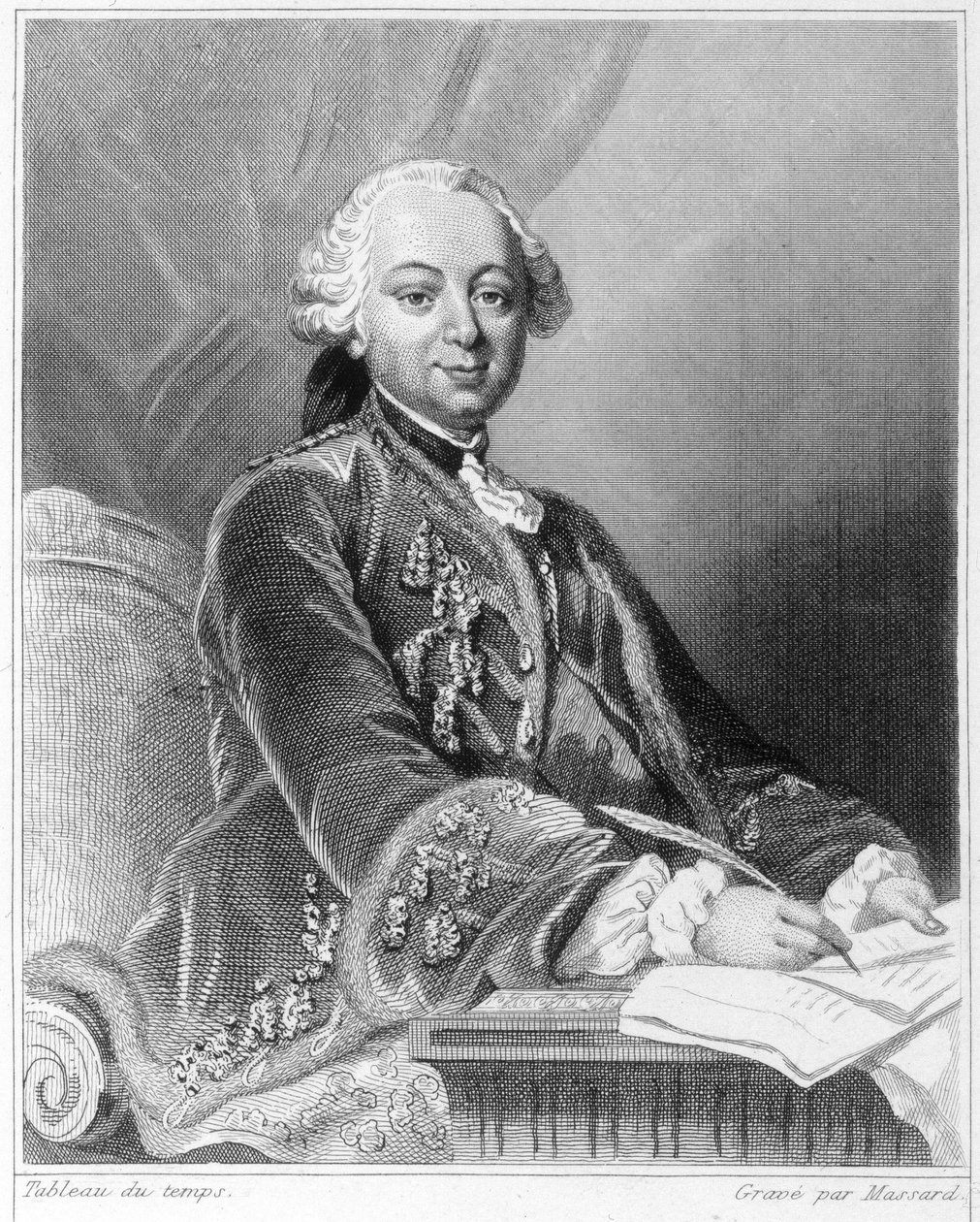 法国政治家艾蒂安-弗朗索瓦（Etienne François）（1719-1785）的肖像--载于拉瓦雷的《法国历史》，雕刻，有日期。 作者 未知艺术家