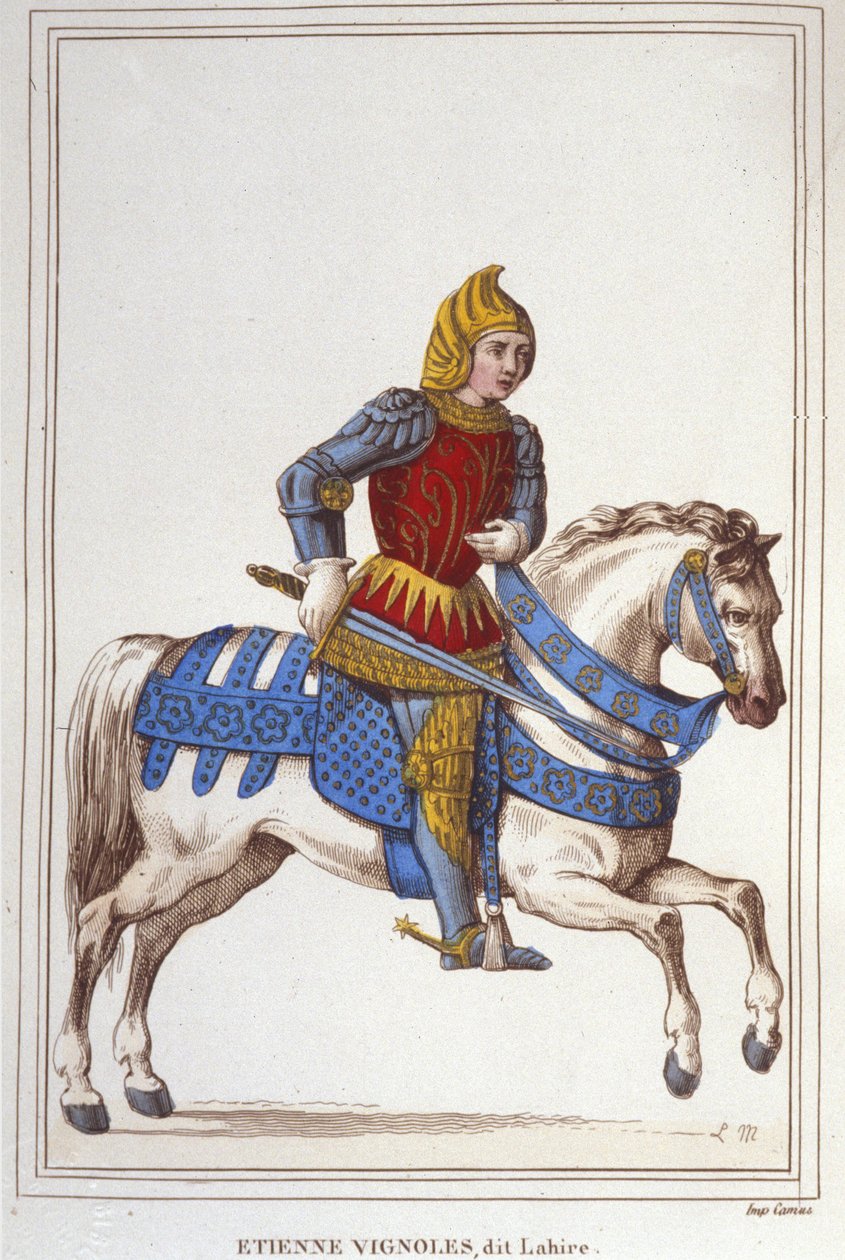 Etienne de Vignoles 或 Vignolles dit La Hire (Lahire) 的肖像。 法国军人 1390-1443.engraving of 1830 作者 未知艺术家