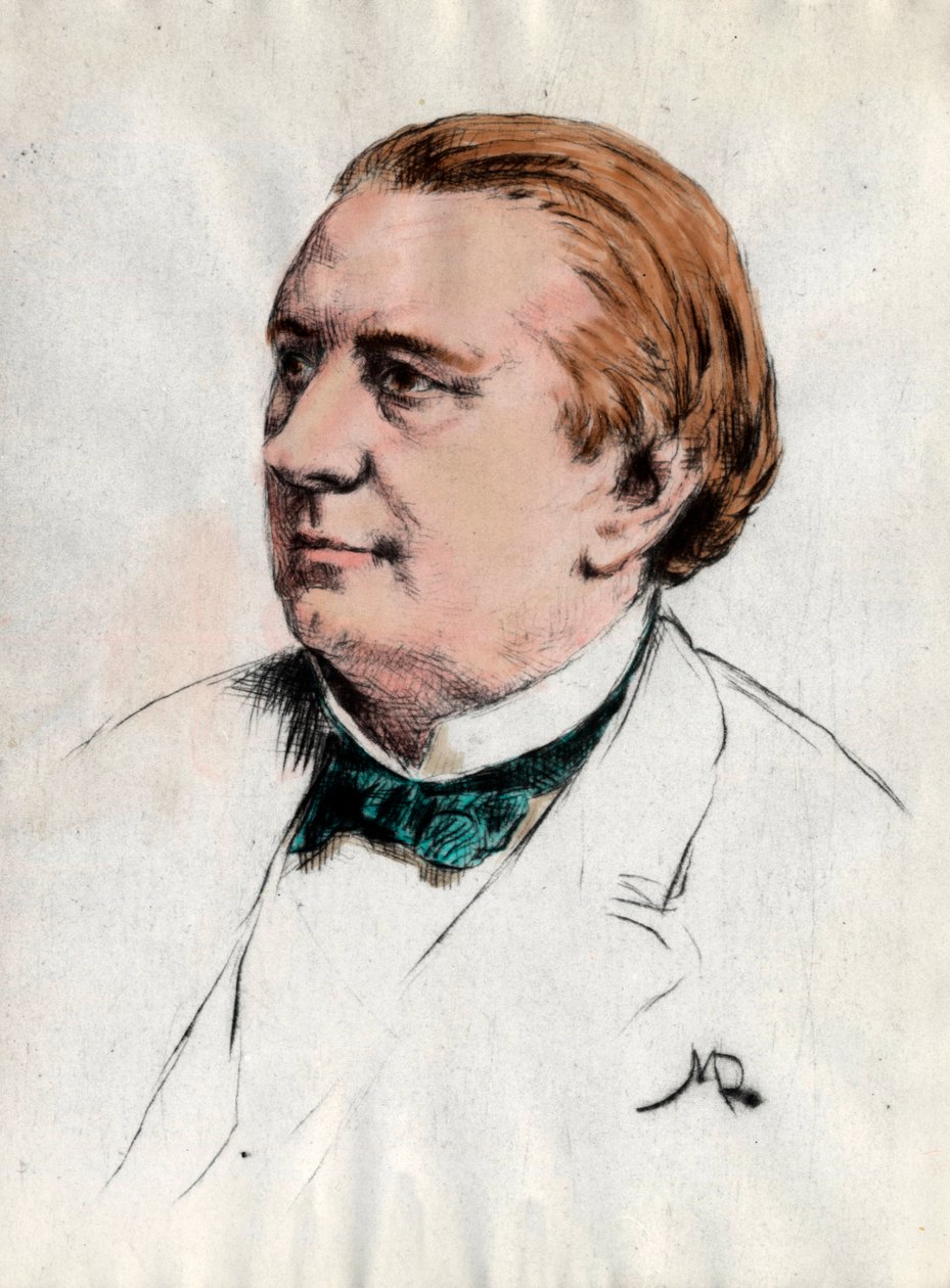 Eugene Labiche (1815-1888) 的肖像 19 世纪作家雕刻私人收藏 作者 未知艺术家